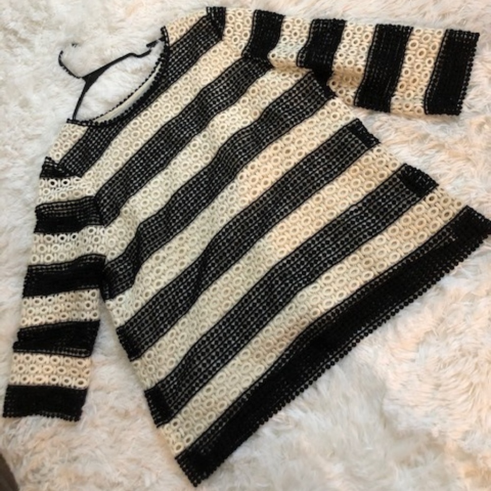 Black and White Embroidered Blouse